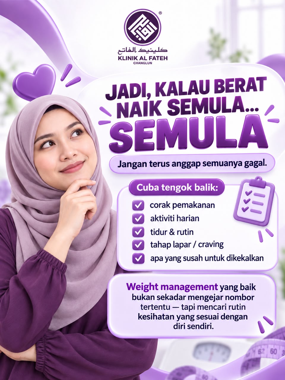 Rawatan Kurus dan Pengurusan Berat Badan di Klinik Al Fateh Changlun